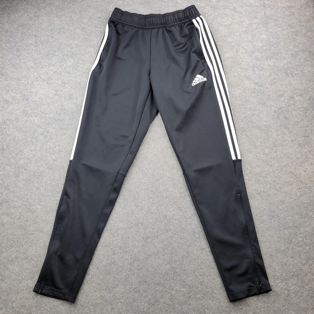 Adidas Track Pants Mens Small Black AEROREADY 3 Stripe Slim Tapered Athletic